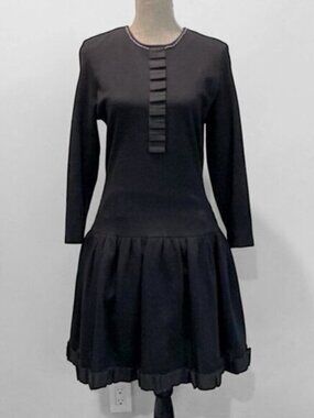 Giovannozzi Black Wool Balloon Dress made in Italy size 12